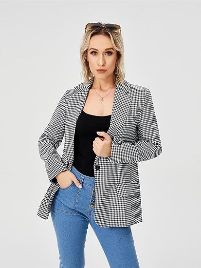 Womens Casual Blazer Jacket Long Sleeve Work 0ffice Blazer Lapel Jacket