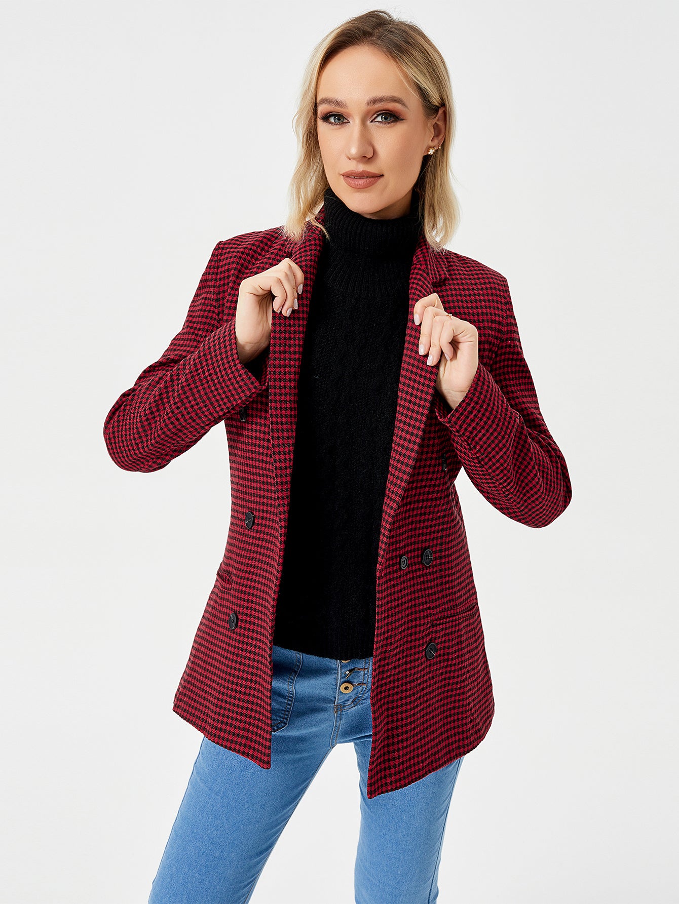 Womens Casual Blazer Jacket Long Sleeve Work 0ffice Blazer Lapel Jacket