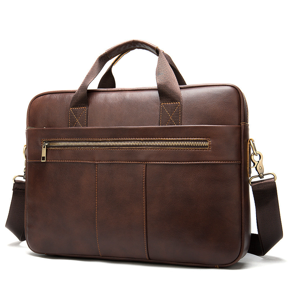 Men's Leather Briefcase Business Men's Bag First Layer Cowhide Portable