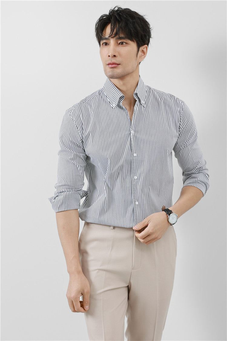 Striped Men's V-neck Long Sleeve Shirt